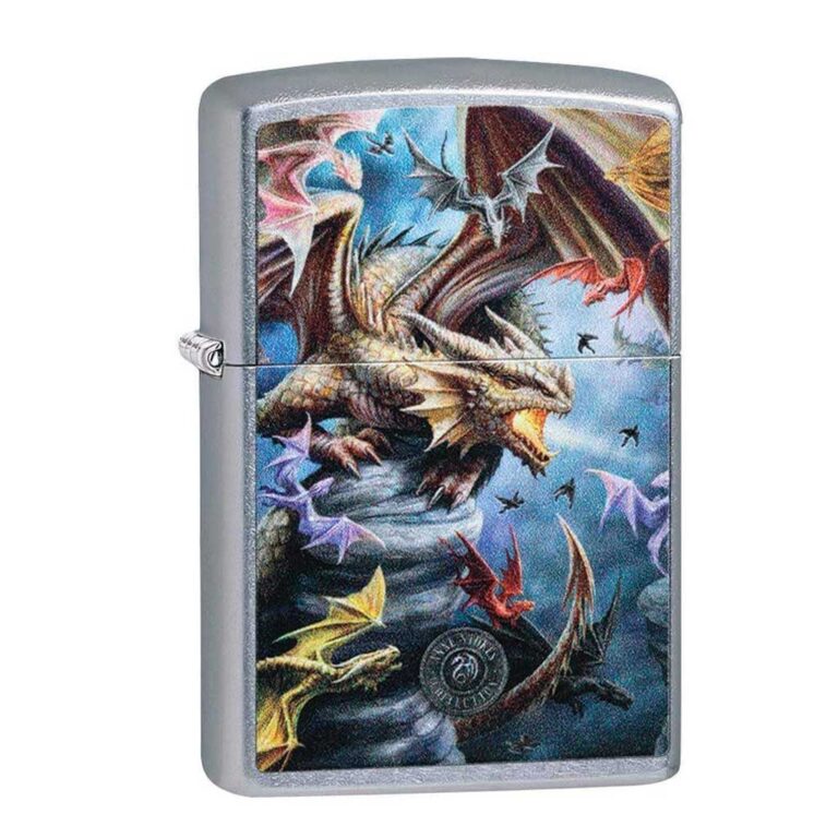 Zippo 49140 Teschio Street Chrome – Accendino Antivento Ricaricabile, Metallo, Click Inconfondibile, Made In USA